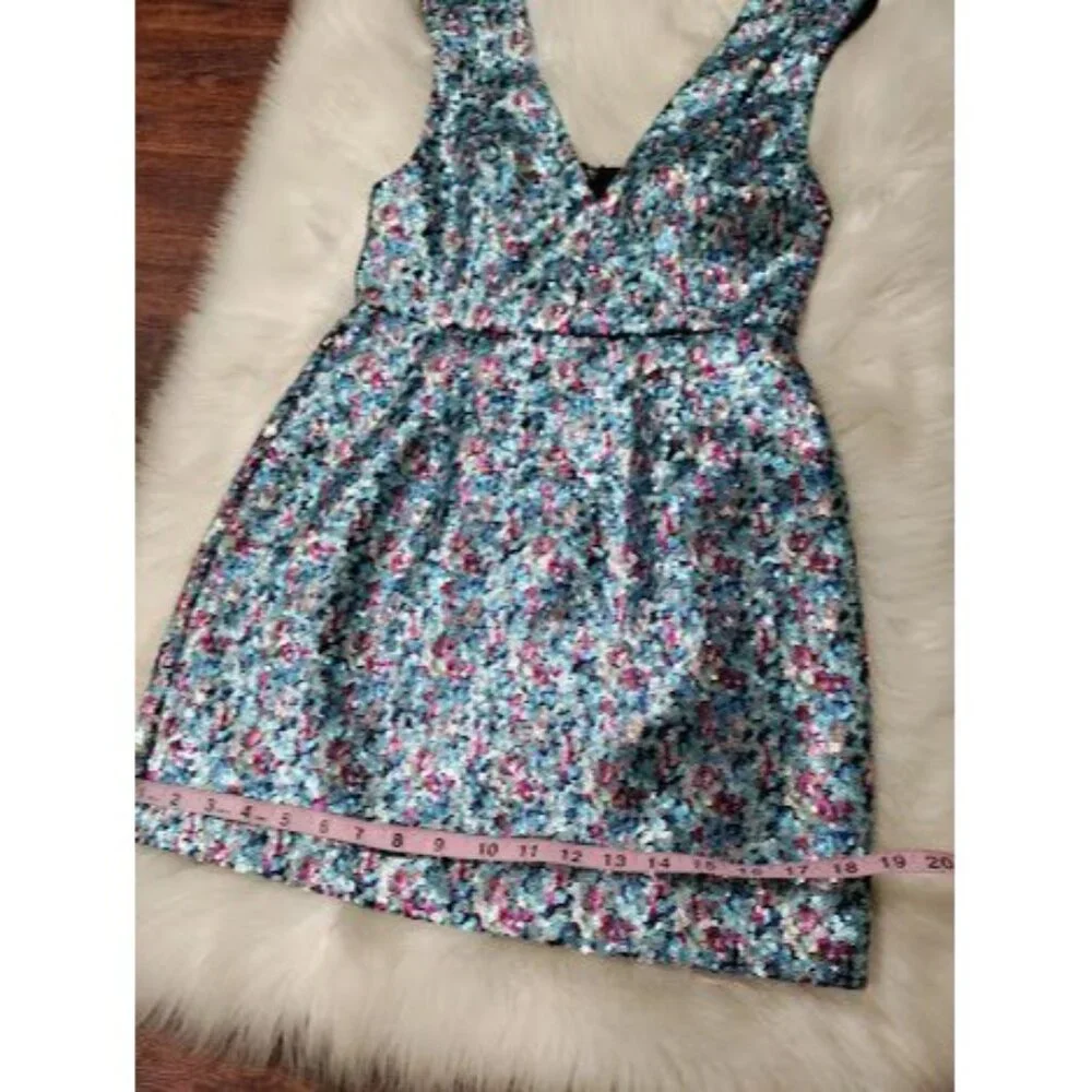 TOPSHOP Sequins Twee Homecomming NYE V-Neck Prom Glamour Mini Dress Size 6 - Picture 11 of 13